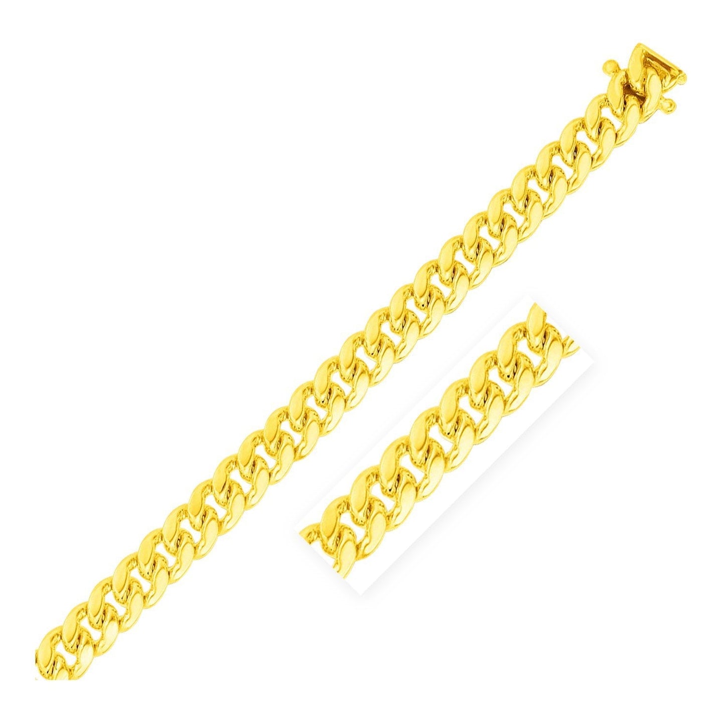 Cadena Sólida Cubana Clásica Miami de Oro Amarillo de 10k y 8.2mm