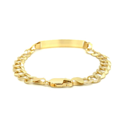 Pulsera de identificación de cadena barbada de oro amarillo de 14k para hombre de 8 1/2 pulgadas
