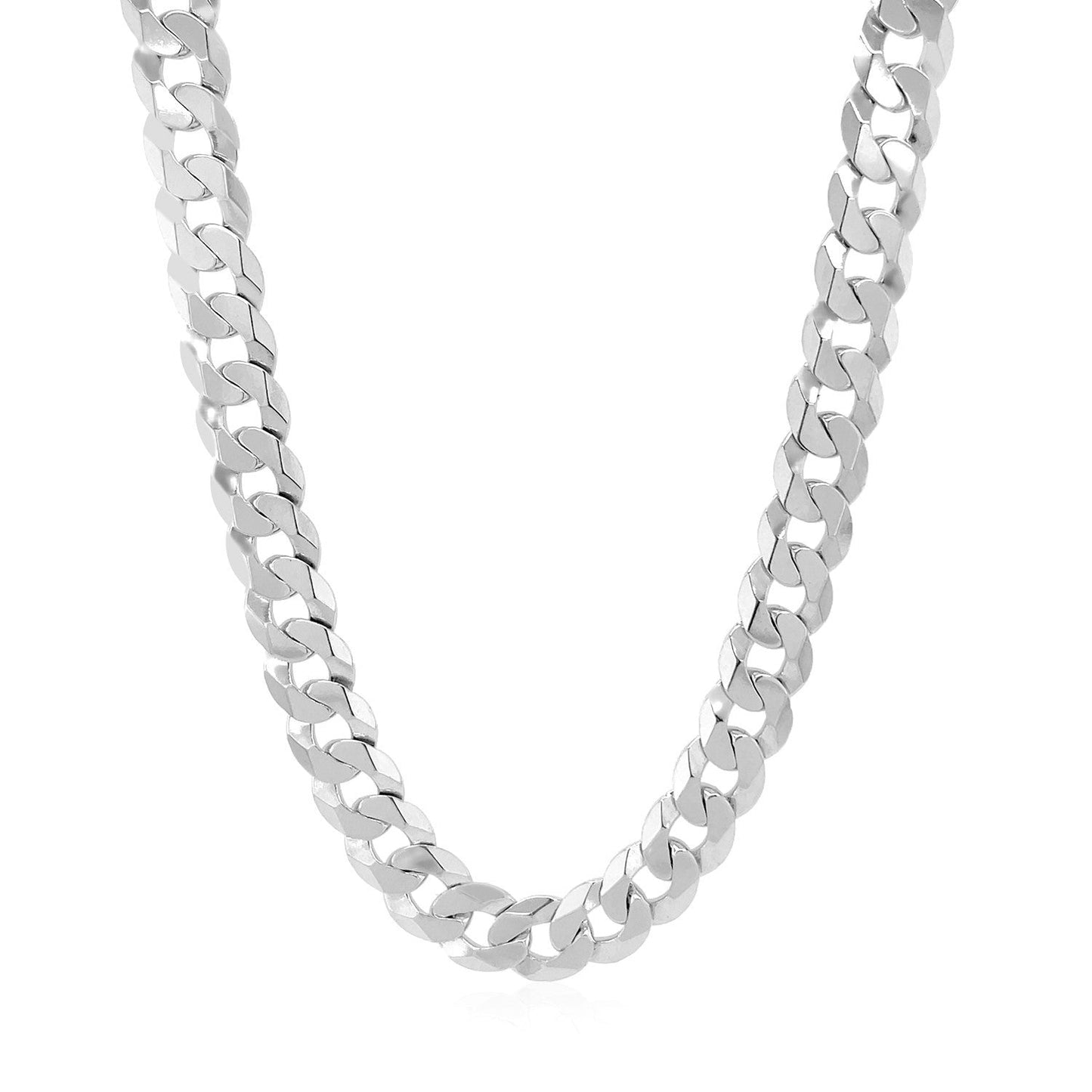 Cadena estilo cubana de plata esterlina chapada en rodio de 7,2 mm