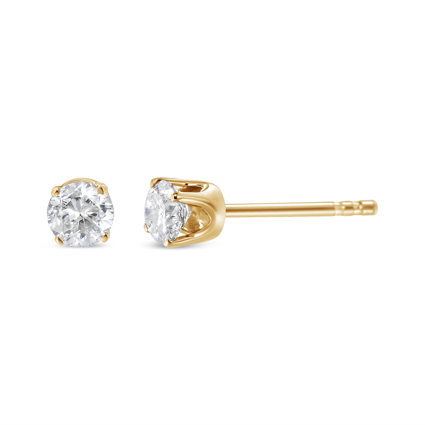 Pendientes de solitario con diamantes redondos de oro amarillo de 14K, 1/2 quilate en total (color O-P, claridad SI2-I1)