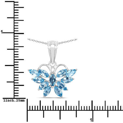 Colgante de Topacio Azul Suizo Genuino de 1.76 Quilates y Plata Esterlina .925