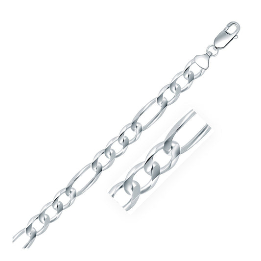 Cadena de Plata de Ley de 8.8mm Bañada en Rodio Estilo Fígaro
