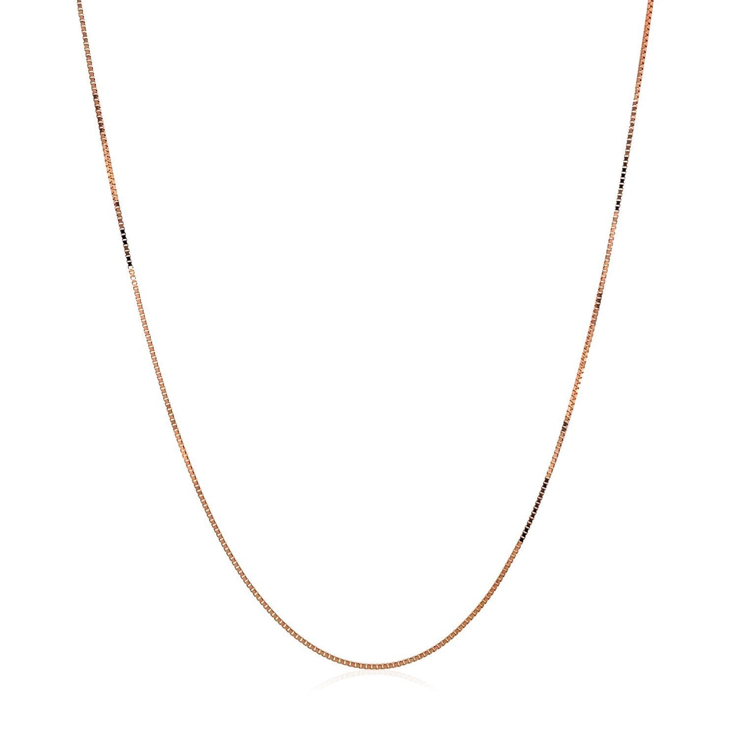 Cadena de caja clásica de oro rosa de 14k de 0.45 mm