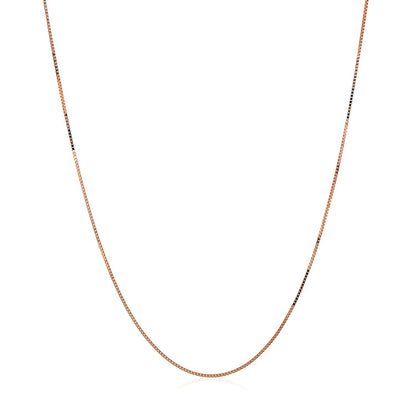 Cadena de caja clásica de oro rosa de 14k de 0.45 mm