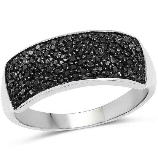 Anillo de 0.43 quilates de diamante negro auténtico de plata de ley 925