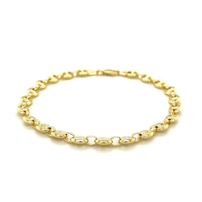 Tobillera marinera de oro amarillo de 14k de 4,7 mm de grosor