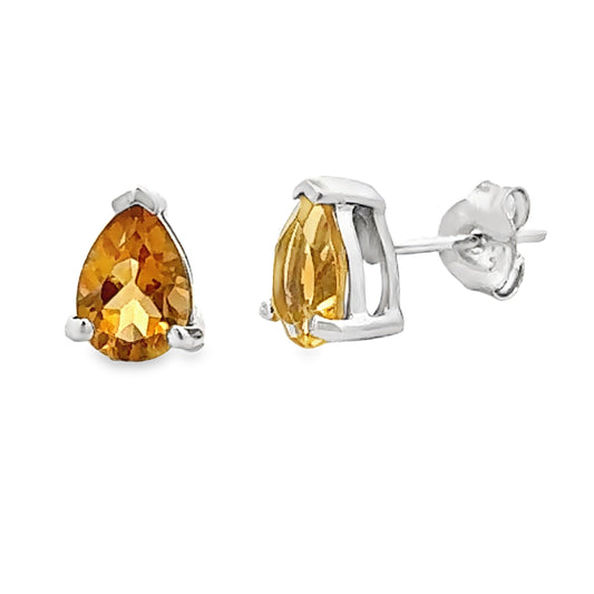 Pendientes de Citrino de 1.27ct con Engaste de Oro Blanco de 10KT