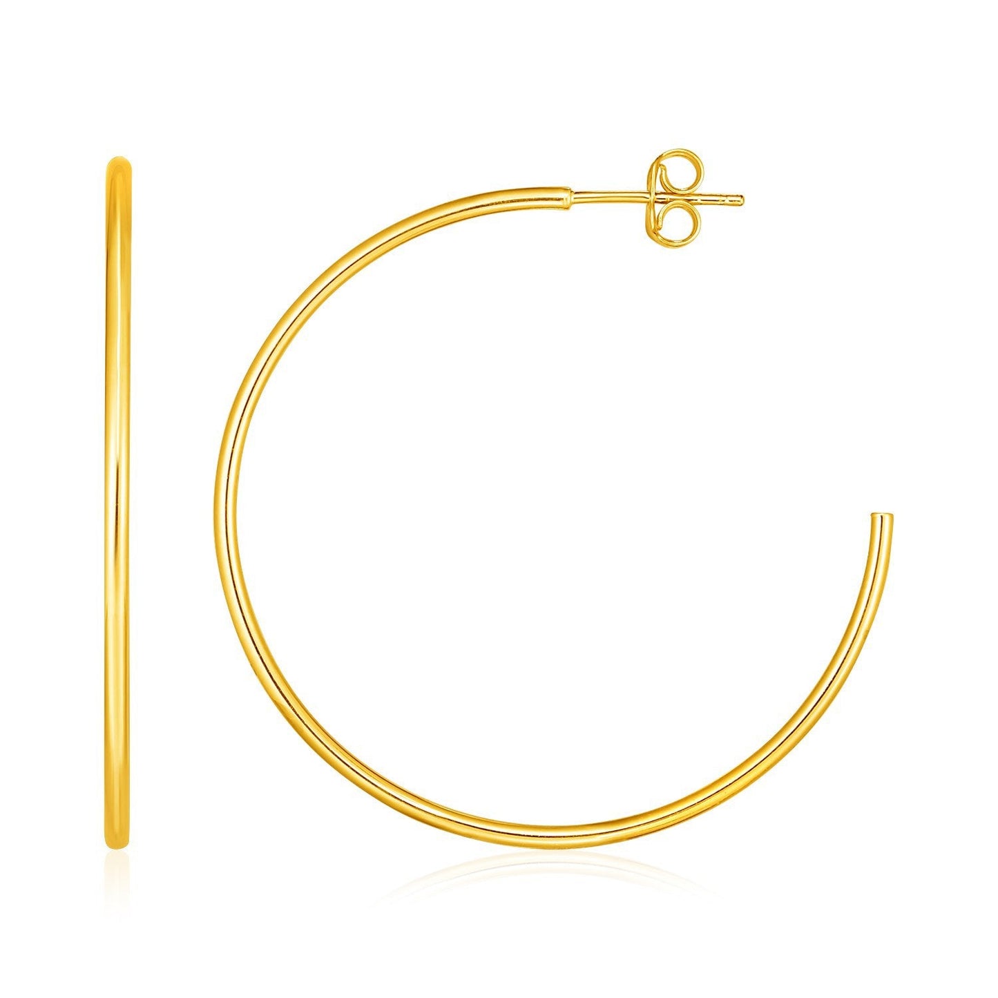 Pendientes de aro pulidos de oro amarillo de 14k