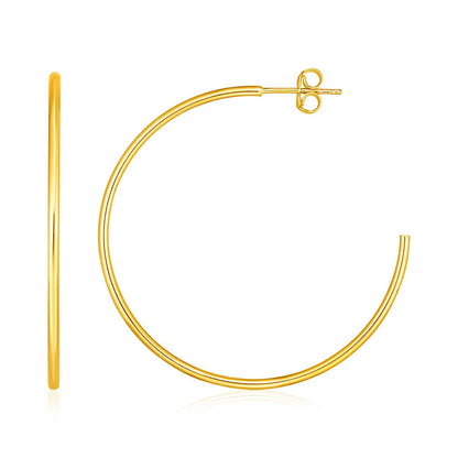 Pendientes de aro pulidos de oro amarillo de 14k