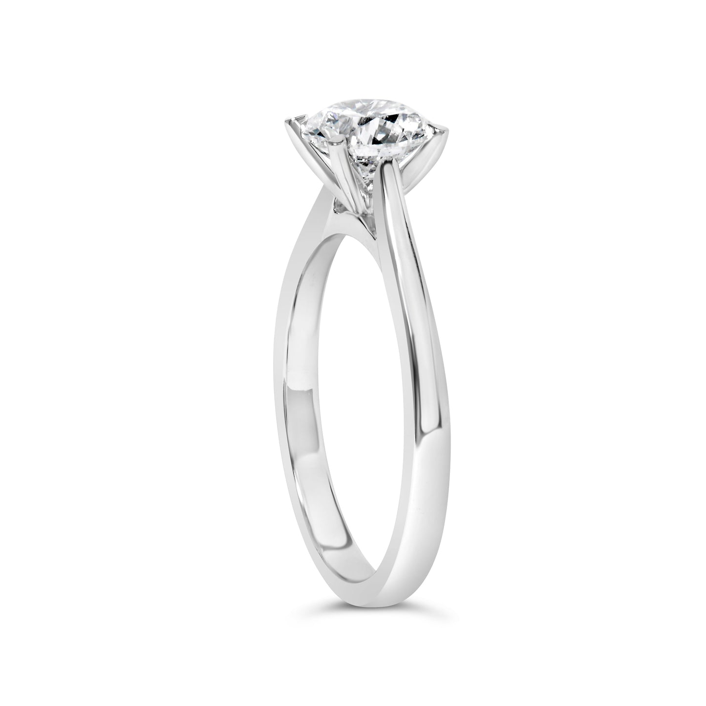 Anillo de compromiso solitario de oro blanco de 14 quilates con diamantes redondos cultivados en laboratorio de 1,0 quilates, montura de 4 puntas estilo garra de águila (color F-G, claridad VS2-SI1) - Talla 7