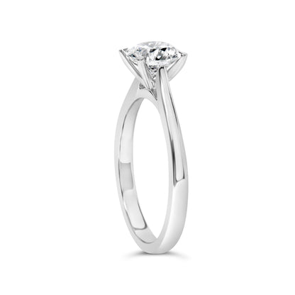 Anillo de compromiso solitario de oro blanco de 14 quilates con diamantes redondos cultivados en laboratorio de 1,0 quilates, montura de 4 puntas estilo garra de águila (color F-G, claridad VS2-SI1) - Talla 7
