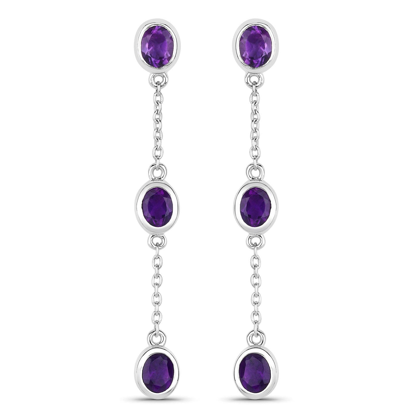 Pendientes de amatista genuina de 2,04 quilates de plata esterlina 925