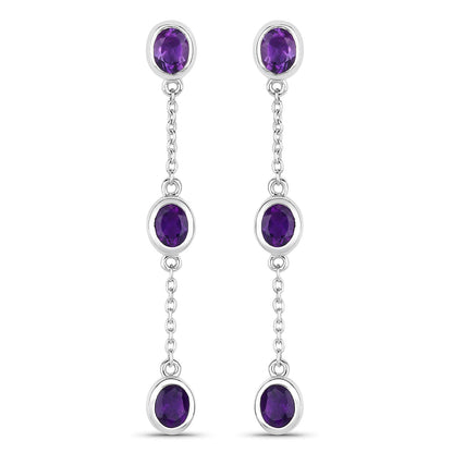 Pendientes de amatista genuina de 2,04 quilates de plata esterlina 925