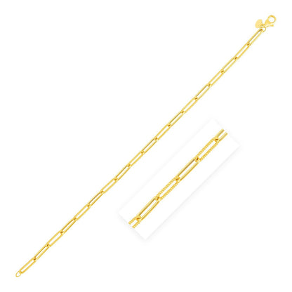 Cadena de eslabones ovalados texturizada de oro amarillo de 14k (3.5mm)