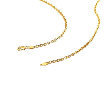 Cadena de eslabones de cable con corte de diamante de oro amarillo de 14k y 2.6mm