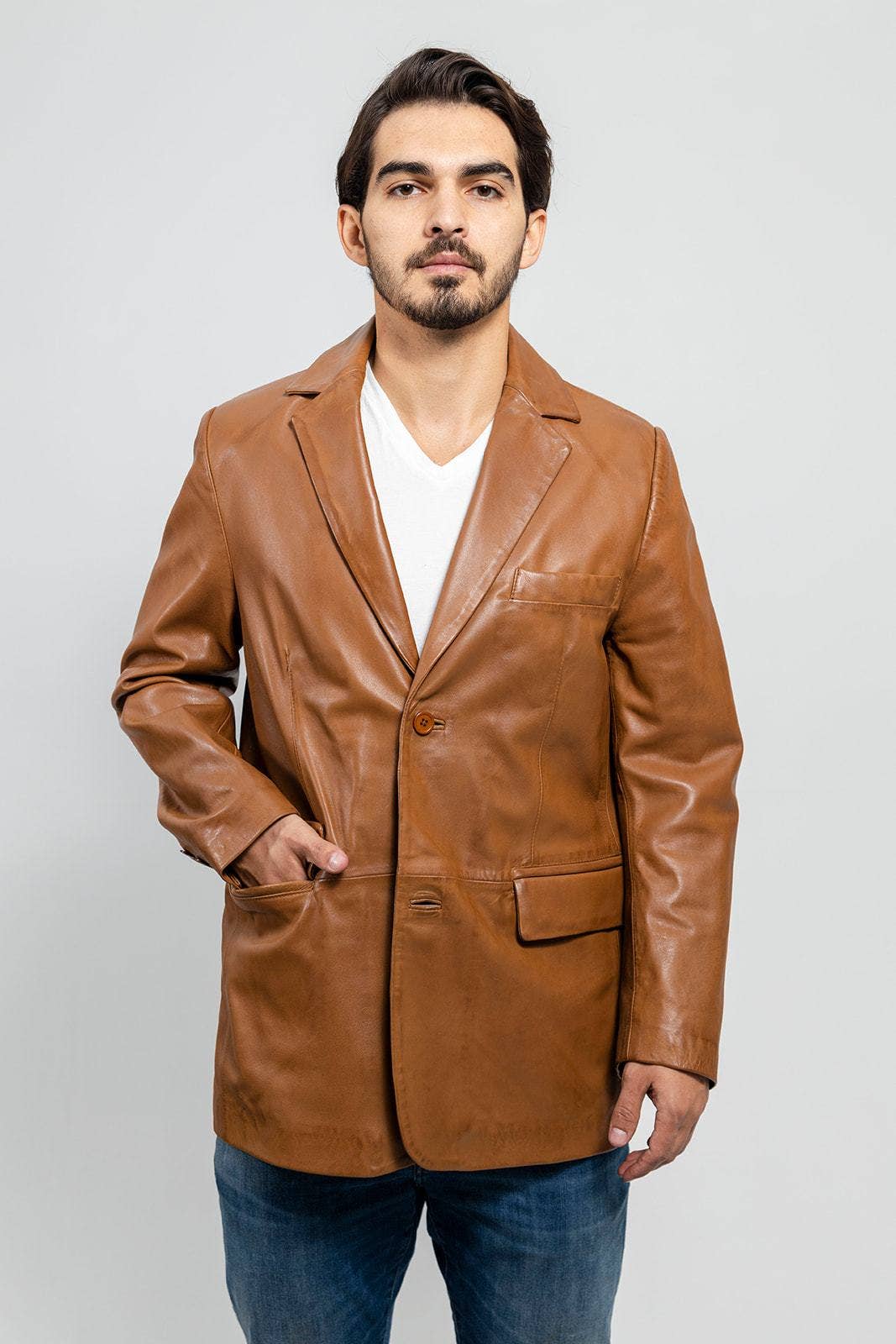 Esquire - Fashion Leather Jacket (Whiskey) - My Men's Shop