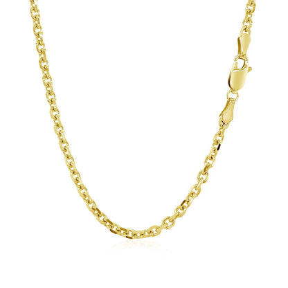 Cadena de eslabones tipo cable con corte de diamante de oro amarillo de 14k y 3.1mm