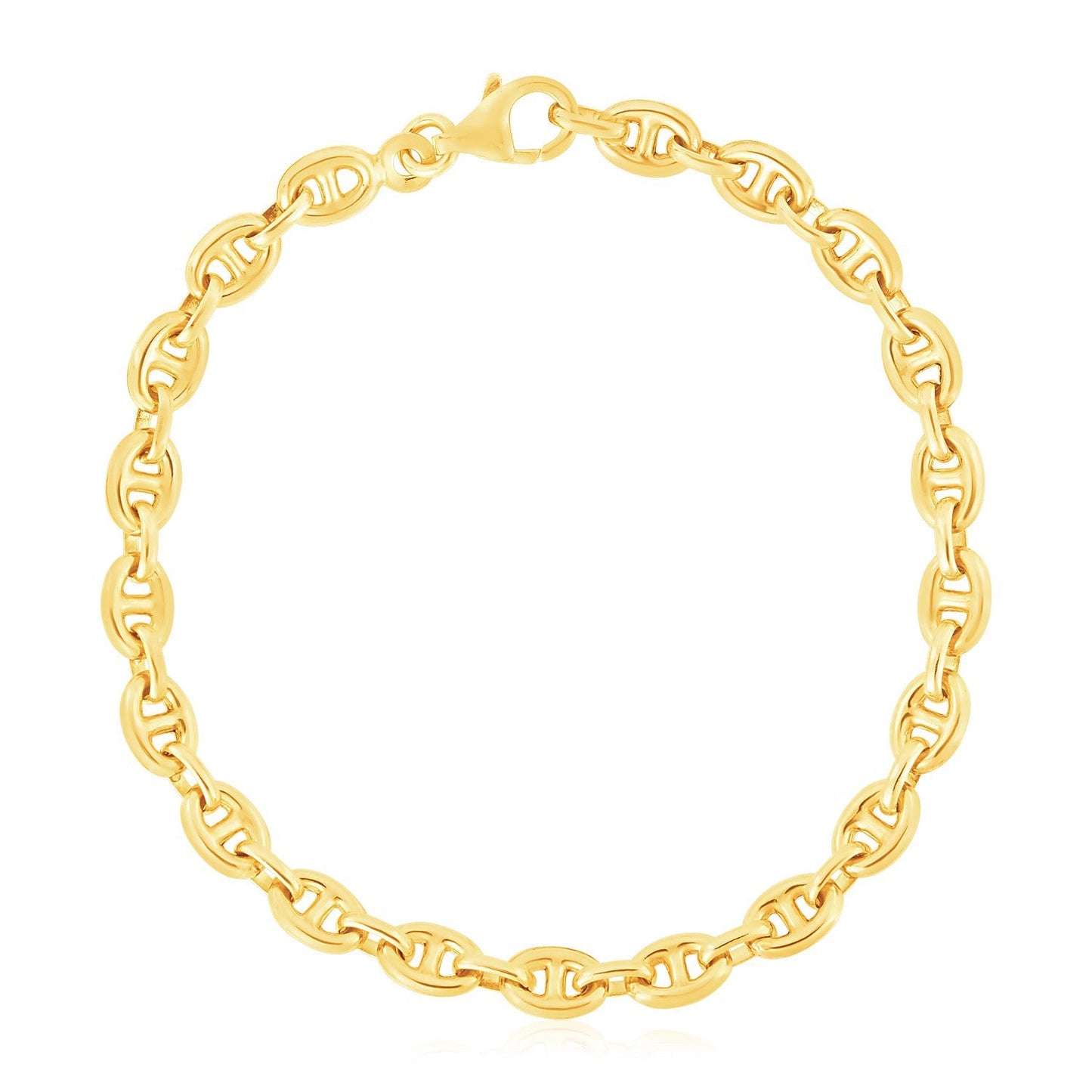 Pulsera de eslabones mariner de oro amarillo de 14k de alto brillo (5.4mm)