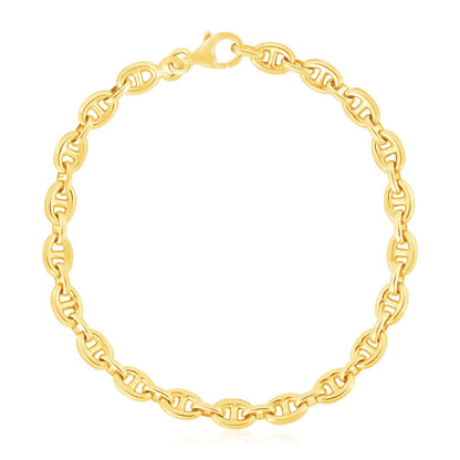 Pulsera de eslabones mariner de oro amarillo de 14k de alto brillo (5.4mm)