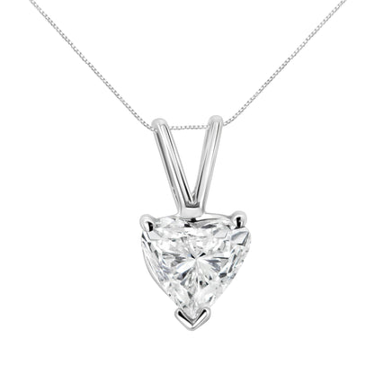 Collar con colgante de oro blanco de 14K y 1/5 Cttw, diamante solitario en forma de corazón con 3 garras, creado en laboratorio, 18" (Color F-G, Claridad VS2-SI1)