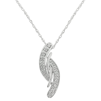 Collar con colgante curvo de plata de ley .925 con acentos de diamante de 18" (color I-J, claridad I3)