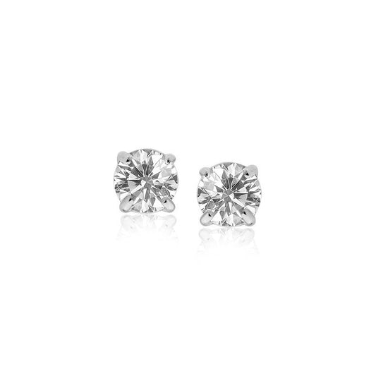 Pendientes de plata de ley con circonita cúbica blanca facetada de 4 mm