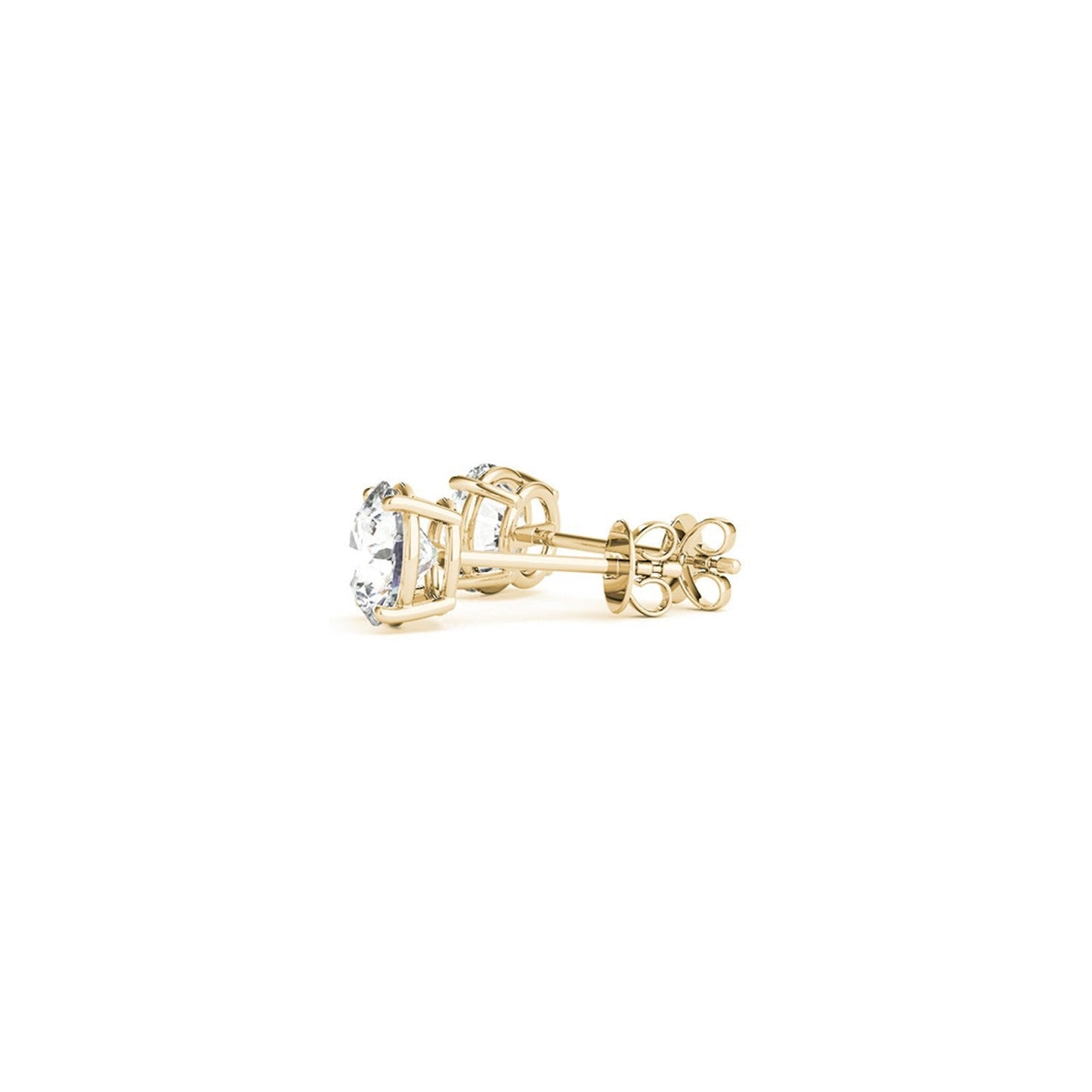 Aretes de oro amarillo de 14k con diamantes redondos cultivados en laboratorio IGI certificados de 1 1/2 cttw (G/VS2)