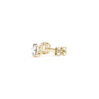 Aretes de oro amarillo de 14k con diamantes redondos cultivados en laboratorio IGI certificados de 1 1/2 cttw (G/VS2)