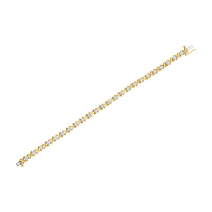 Pulsera de eslabones con diamantes de 1 quilate de peso total (claridad J-K, color I1-I2) de plata de ley chapada en oro amarillo de 10 quilates - Talla 7"