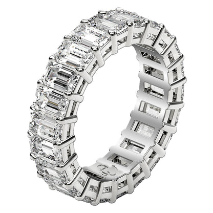 Anillo de eternidad de diamantes cultivados en laboratorio talla esmeralda en oro blanco de 14k (6 quilates peso total FG/VS2)