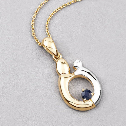 Colgante de plata de ley .925 con zafiro azul auténtico de 0.19 quilates