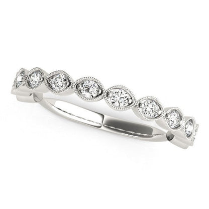 Anillo de boda de oro blanco de 14 quilates con diamantes de estilo antiguo (3/8 quilates en total)