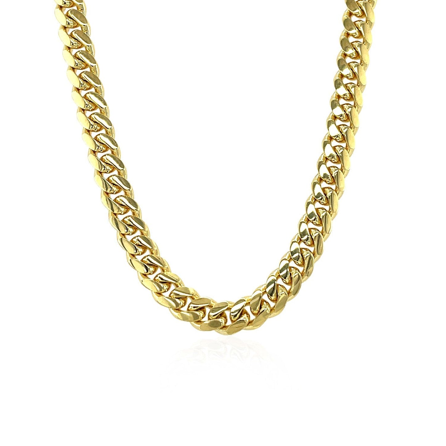 Cadena Cubana Clásica Sólida de Oro Amarillo de 14k y 5.0mm