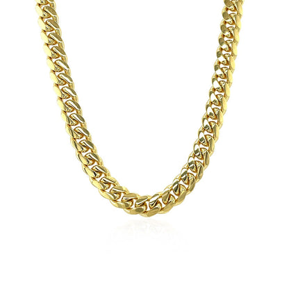 Cadena Cubana Clásica Sólida de Oro Amarillo de 14k y 5.0mm