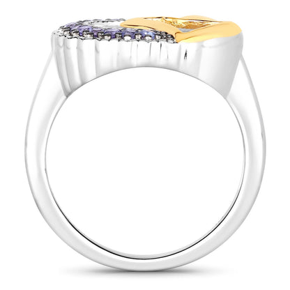 Anillo de plata de ley .925 con tanzanita genuina de 0.28 quilates