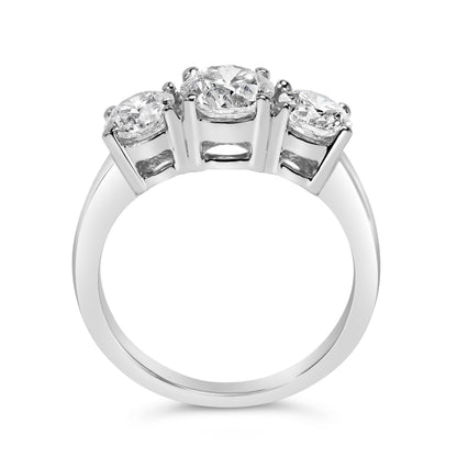 Anillo de tres piedras de oro blanco de 14 quilates con diamantes cultivados en laboratorio de 2,00 quilates en total (color F-G, claridad VS1-VS2) - Talla 7