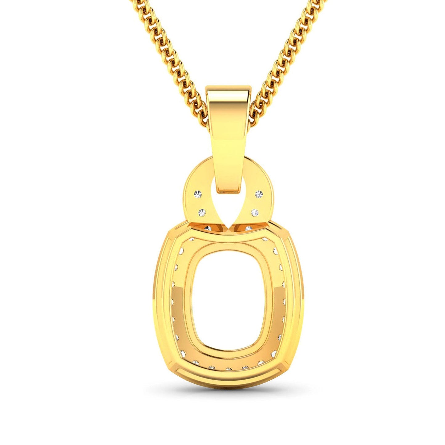 Colgante Semimontado de Oro Amarillo de 14K con Diamantes Blancos Genuinos de 0.25 Quilates - Para Gema de Talla Cojín de 9x7mm