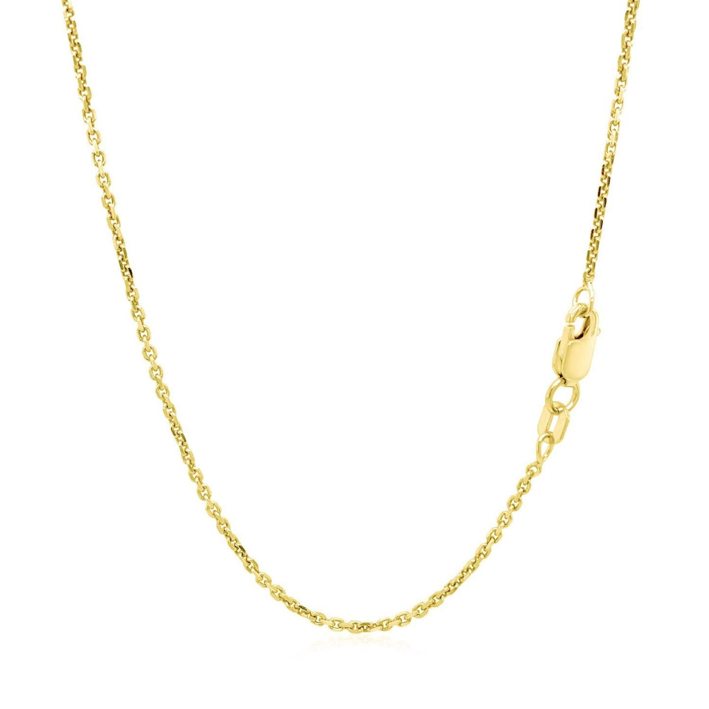 Cadena de eslabones de cable de oro amarillo de 14k con corte de diamante de 1,4 mm