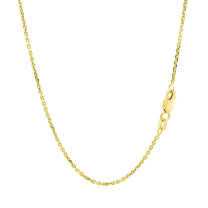 Cadena de eslabones de cable de oro amarillo de 14k con corte de diamante de 1,4 mm
