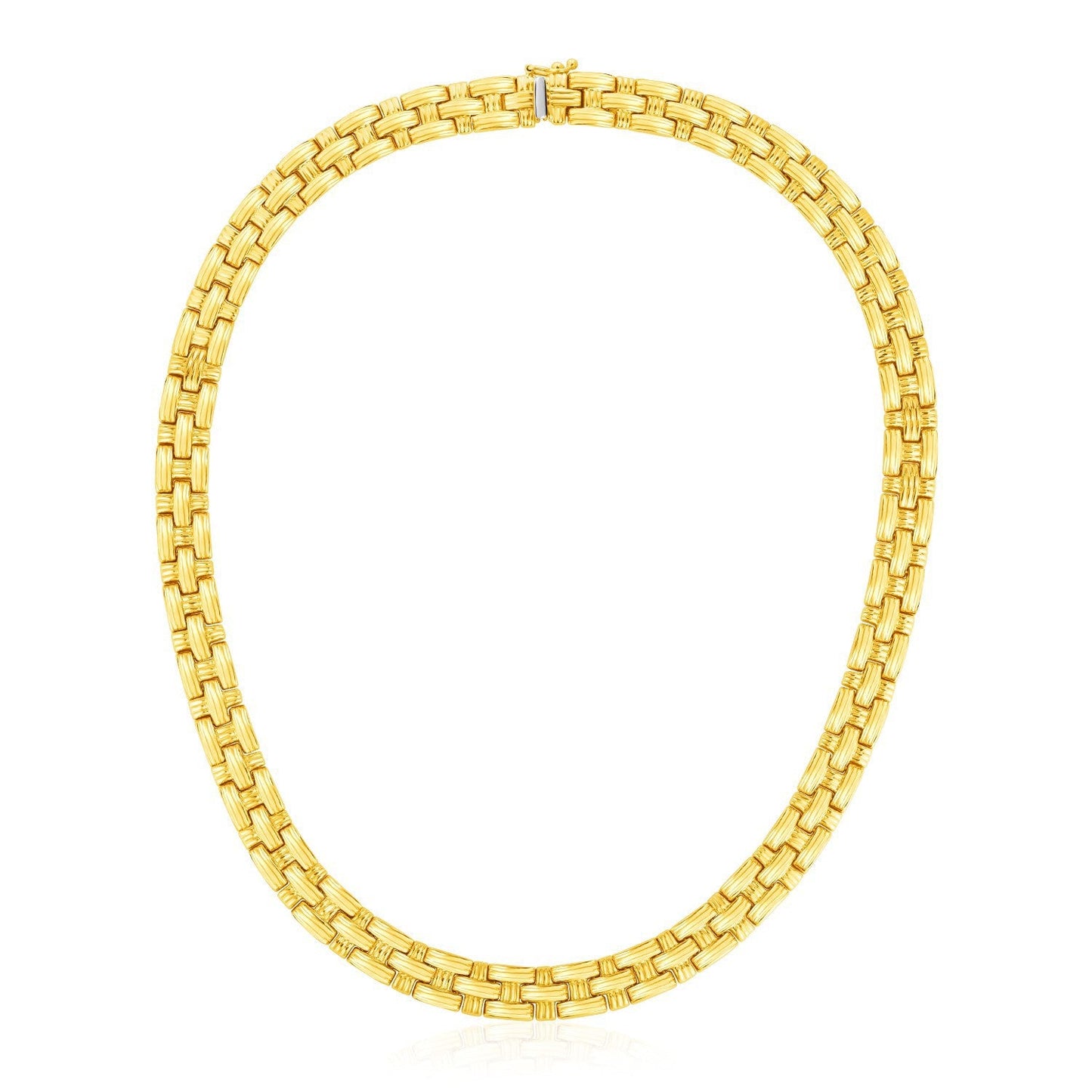 Cadena de oro amarillo de 14k con diseño de tejido de cesta