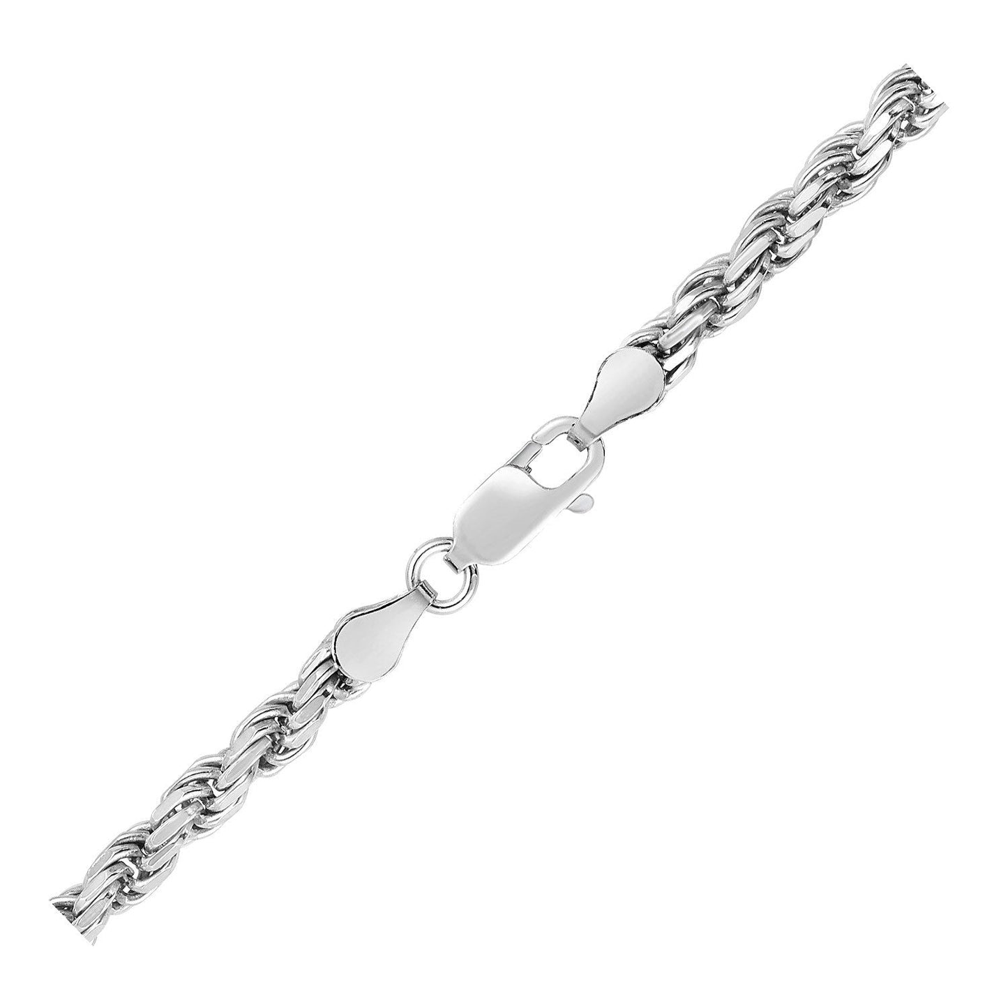 Cadena estilo cuerda de plata esterlina de 3,6 mm con corte de diamante