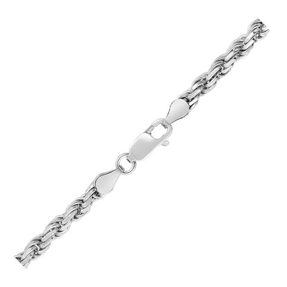 Cadena estilo cuerda de plata esterlina de 3,6 mm con corte de diamante