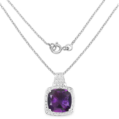 Colgante de plata de ley .925 con amatista genuina de 5.85 quilates