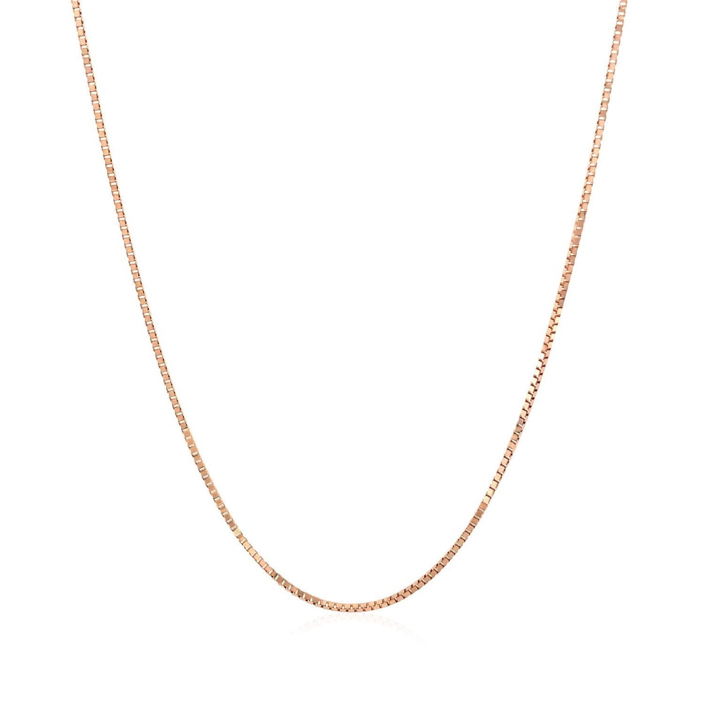Cadena clásica de caja de oro rosa de 14k 0.8mm