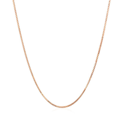 Cadena clásica de caja de oro rosa de 14k 0.8mm
