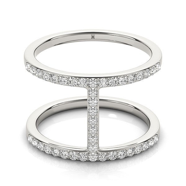 Anillo de diamantes estilo puente de doble banda de oro blanco de 14k (3/8 cttw)
