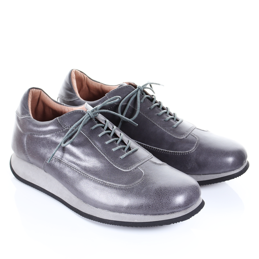 Men's Style Lace Up Leather Casual Shoes (Grey) - My Men's Shop