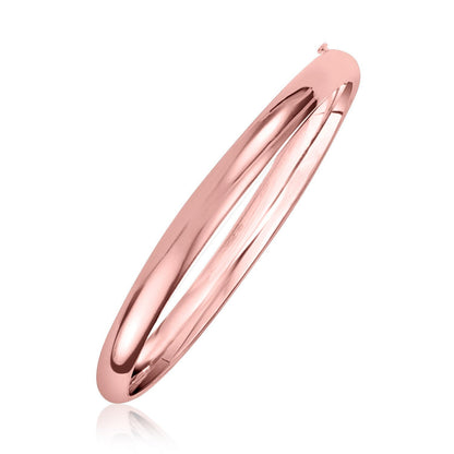 Brazalete de oro rosa de 14k, 5mm, diseño cúpula brillante