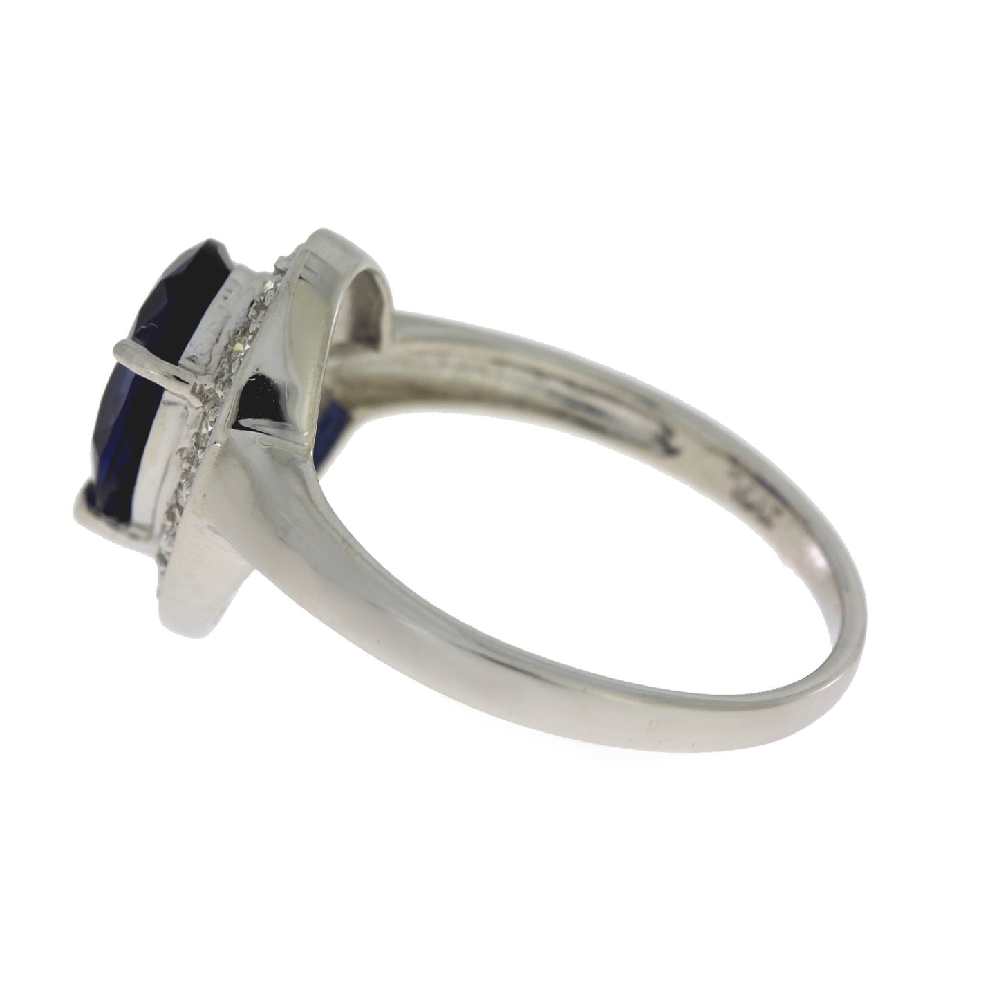 Anillo de zafiro y moissanita de plata esterlina