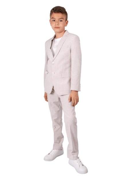 Ferrecci Boys Tan Seersucker 2-Piece Suit Set – Summer Kids Suit